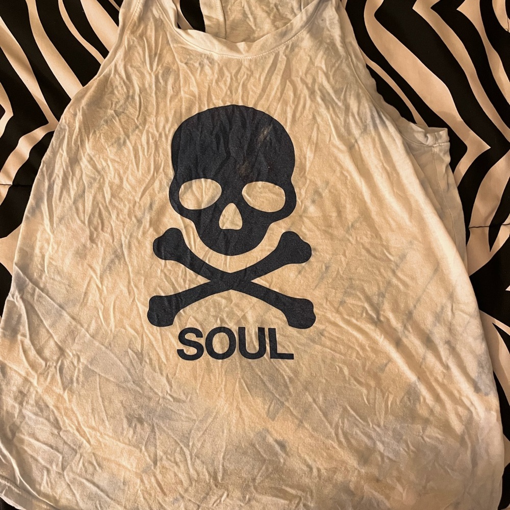 SoulCycle Blue Skull Tie Dye Medium Tank Top